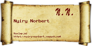 Nyiry Norbert névjegykártya